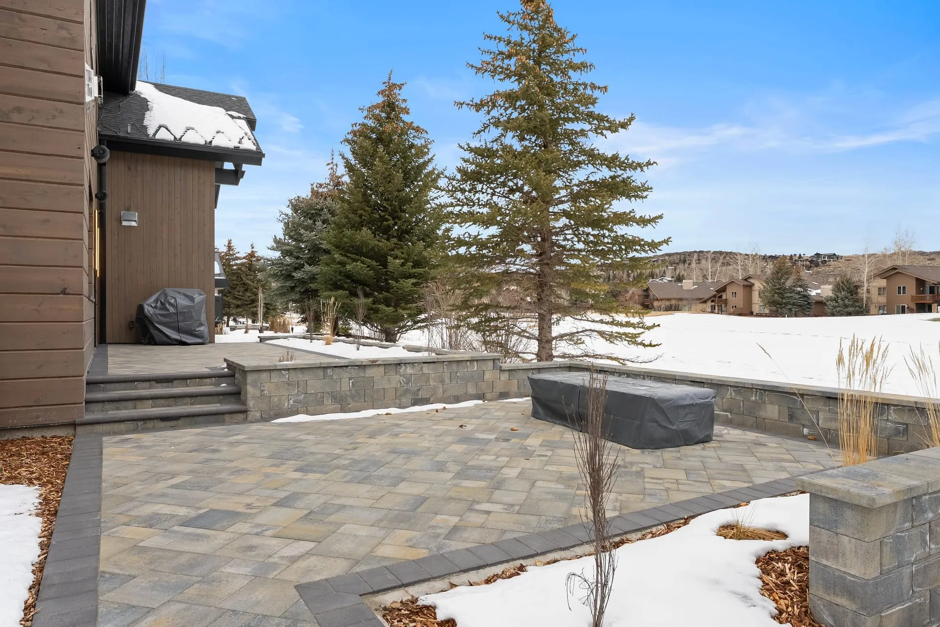 Backyard patio mountain view