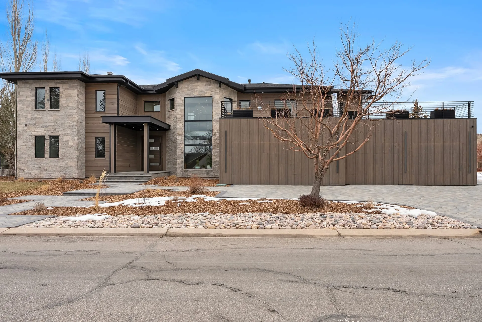 Modern home exterior wood gate