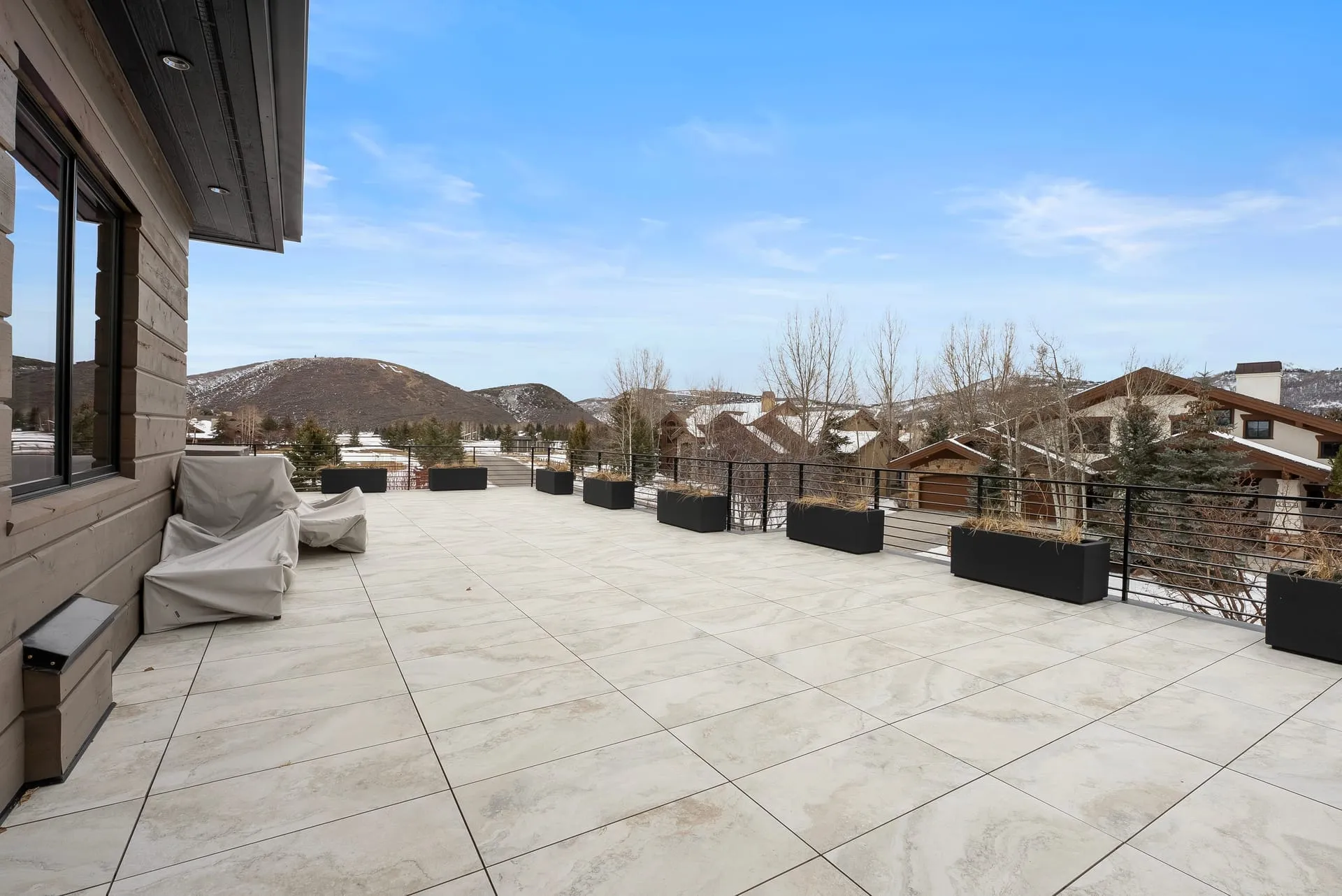 Rooftop patio mountain view