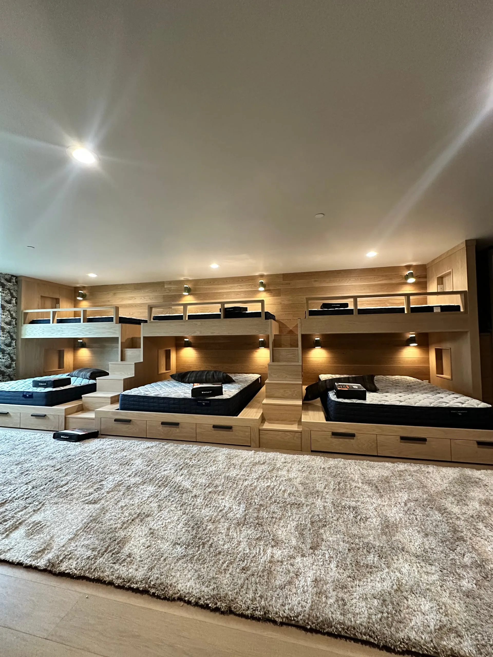 Bunk room built in reading lights