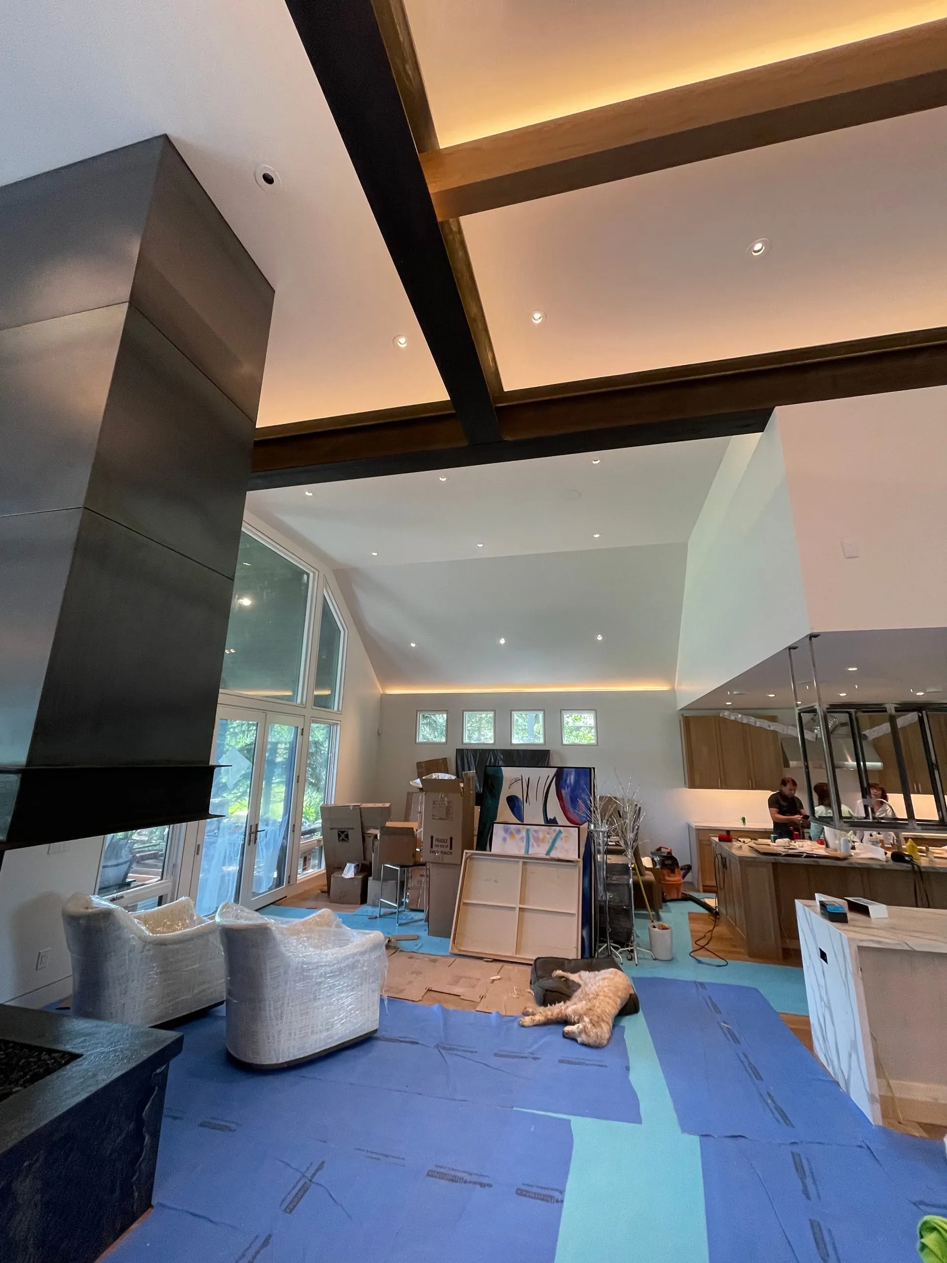 Great room coffered ceiling cove