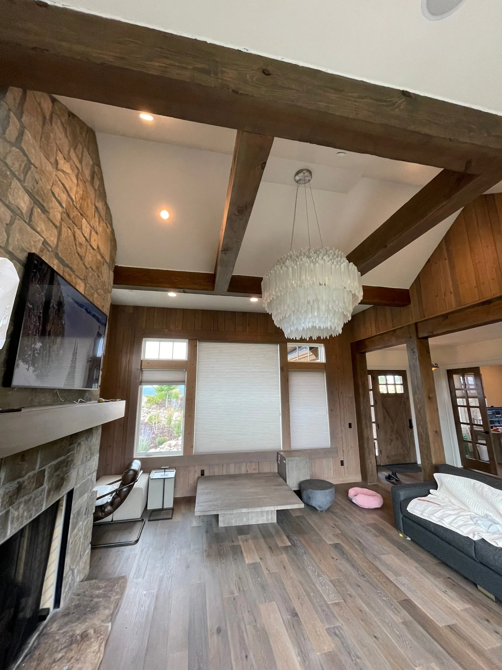 Great room stone fireplace capiz
