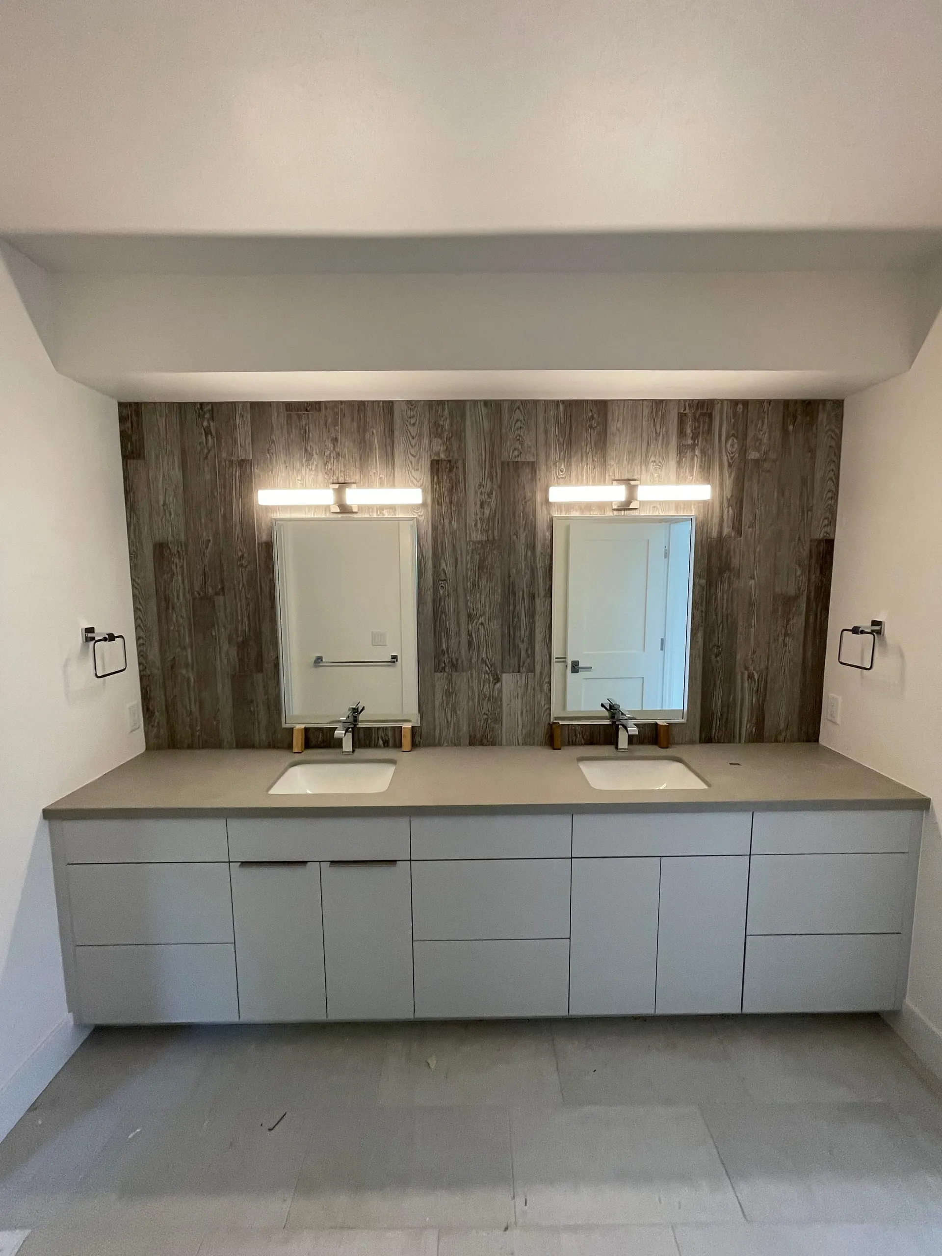 Master bath floating double vanity