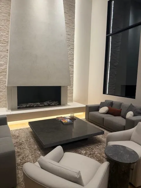 Modern fireplace LED toe kick