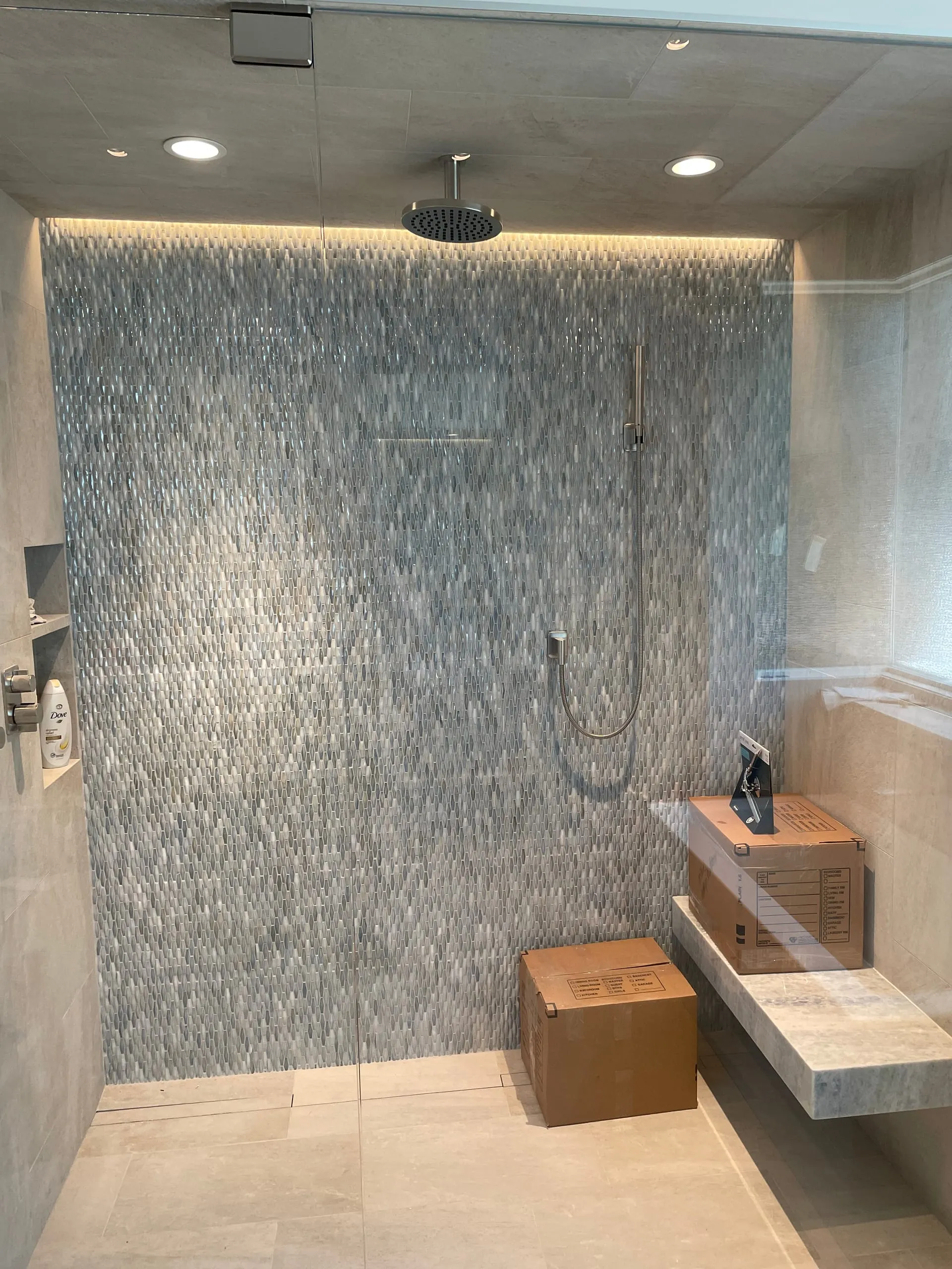 Walk in rain shower tile