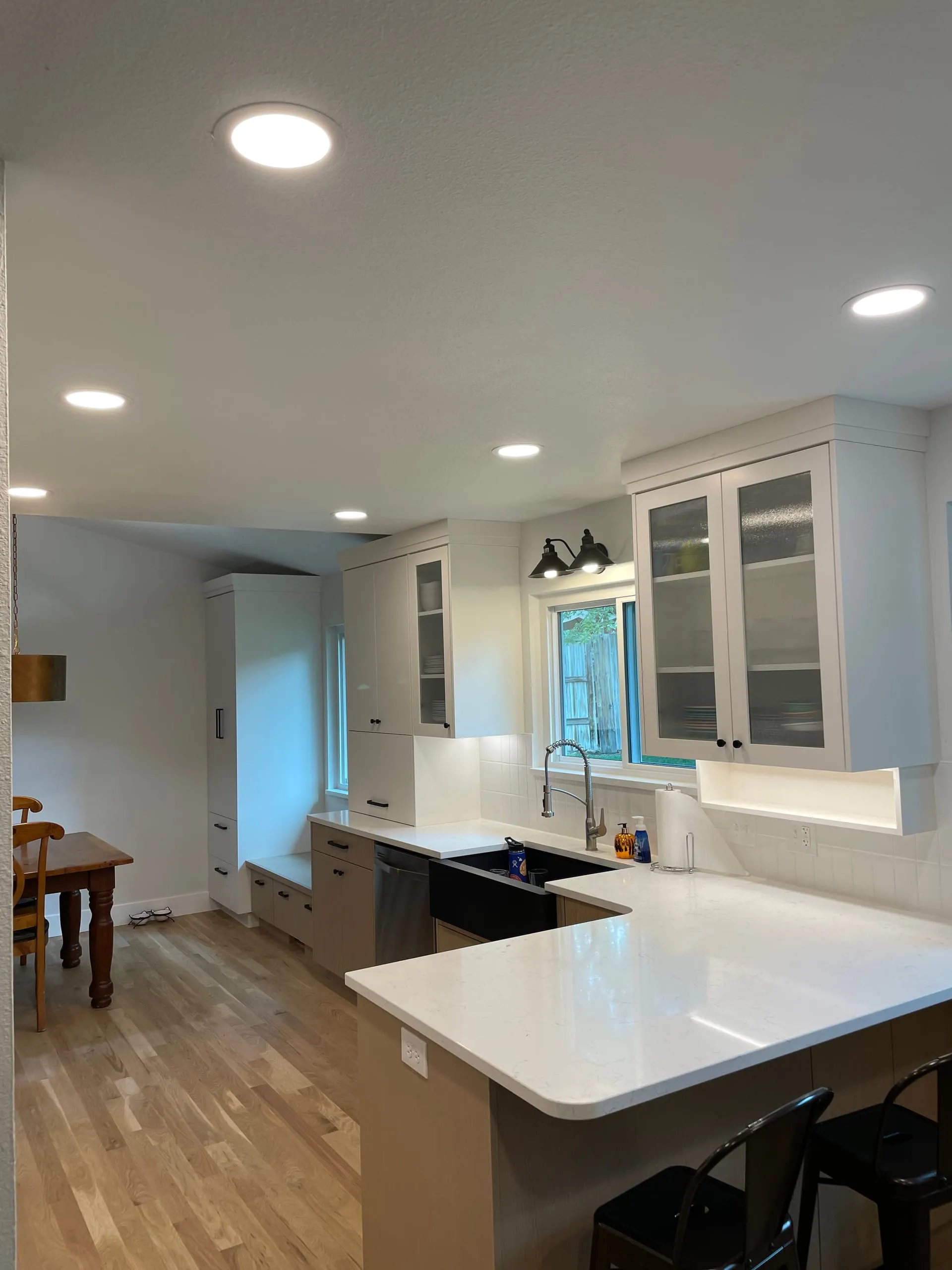 White kitchen recessed sconce lights
